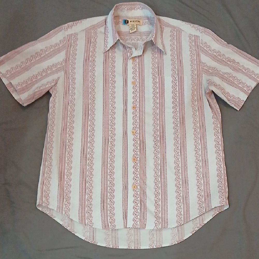 Men's Striped Pink and White Casual Shirt